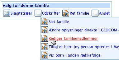 Rediger Familiemedlemmer-menuer